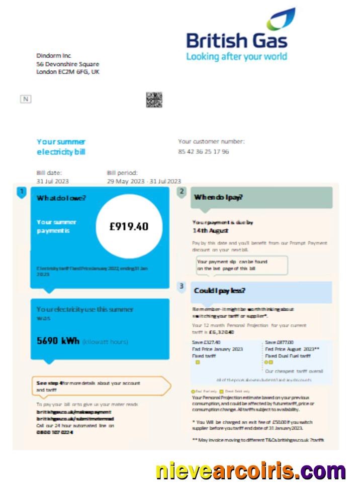 British gas electricity utility business bill